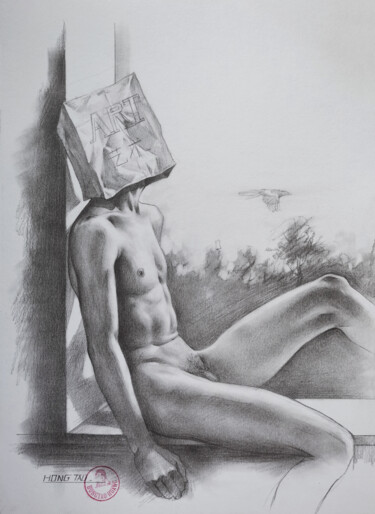 Zeichnungen mit dem Titel "Kraft bag" von Hongtao Huang, Original-Kunstwerk, Bleistift