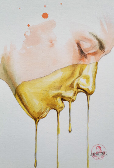 "Golden Memory" başlıklı Tablo Hongtao Huang tarafından, Orijinal sanat, Suluboya