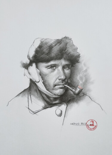 Drawing titled "Portrait of van gogh" by Hongtao Huang, Original Artwork, Pencil