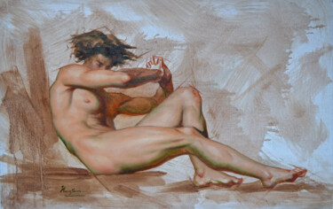 Painting titled "OIL PAINTING MALE N…" by Hongtao Huang, Original Artwork, Oil