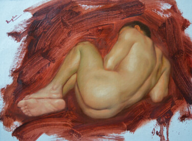 Peinture intitulée "oil painting male n…" par Hongtao Huang, Œuvre d'art originale, Huile