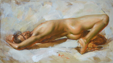 Painting titled "OIL PAINTING MALE N…" by Hongtao Huang, Original Artwork, Oil