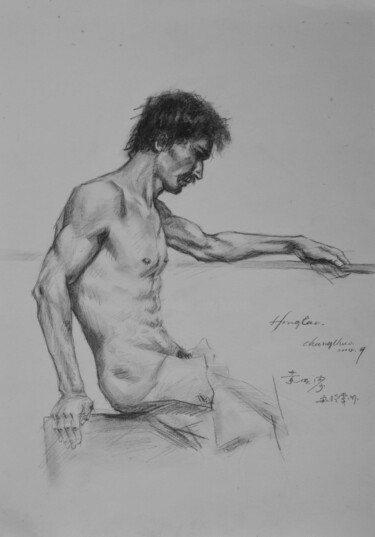Drawing titled "DRAWING  man #160920" by Hongtao Huang, Original Artwork, Pencil
