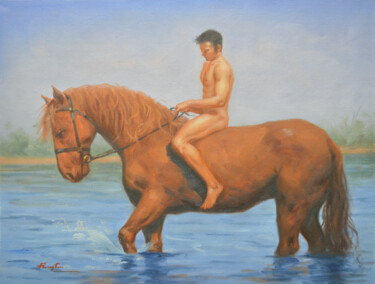Malerei mit dem Titel "OIL PAINTING  HORSE…" von Hongtao Huang, Original-Kunstwerk, Öl
