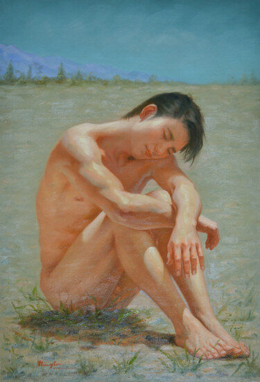Pittura intitolato "OIL PAINTING  MALE…" da Hongtao Huang, Opera d'arte originale, Olio