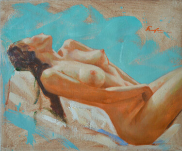 Painting titled "ORIGINAL OIL FEMALE…" by Hongtao Huang, Original Artwork, Oil