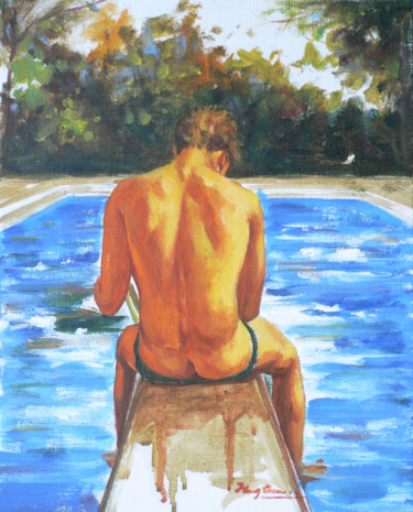 Painting titled "oil painting man by…" by Hongtao Huang, Original Artwork, Oil