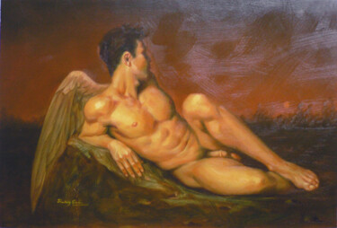Painting titled "oil painting  angel…" by Hongtao Huang, Original Artwork, Tempera