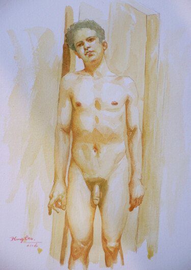 제목이 "watercolour man#162…"인 미술작품 Hongtao Huang로, 원작, 수채화