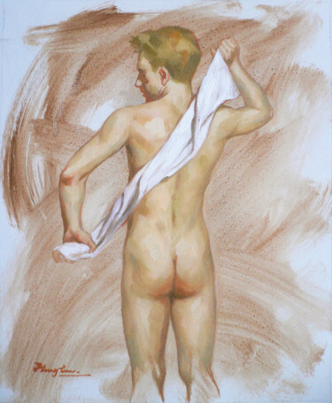 Pittura intitolato "Oil painting  man b…" da Hongtao Huang, Opera d'arte originale, Olio