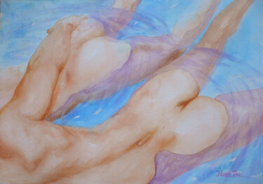 "watercolor men in t…" başlıklı Tablo Hongtao Huang tarafından, Orijinal sanat, Suluboya