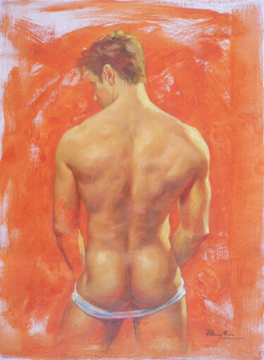 Peinture intitulée "Oil painting male n…" par Hongtao Huang, Œuvre d'art originale, Huile