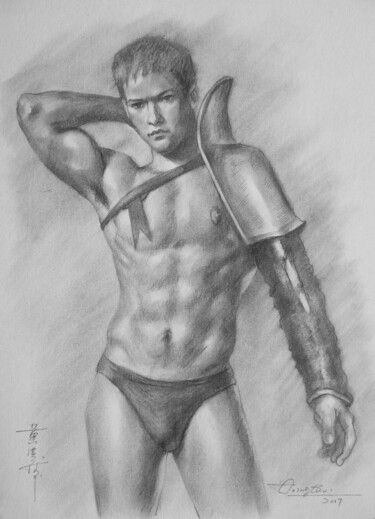 Tekening getiteld "Drawing pencil male…" door Hongtao Huang, Origineel Kunstwerk, Inkt