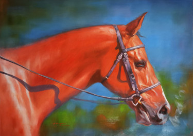 Oil painting animal artwork red horse "Oil painting animal…" başlıklı Tablo Hongtao Huang tarafından, Orijinal sanat, Petrol