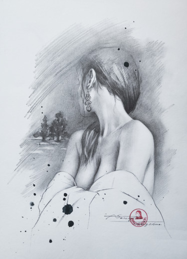 Drawing- Portrait of girl#21825 Drawing titled "Drawing- Portrait o…" by Hongtao Huang, Original Artwork, Pencil