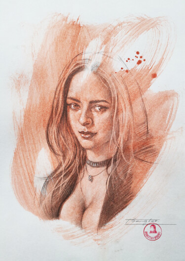 DRAWING-Portrait of girl#211018 Dessin intitulée "DRAWING-Portrait of…" par Hongtao Huang, Œuvre d'art originale, Crayon