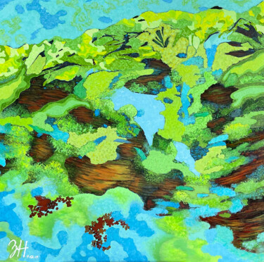 Картина под названием "Mountain" - Hongz Neher, Подлинное произведение искусства, Акрил Установлен на Деревянная рама для но…