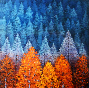 Malerei mit dem Titel "Forest" von Hongz Neher, Original-Kunstwerk, Acryl
