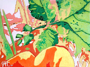 Картина под названием "Green Leaves" - Hongz Neher, Подлинное произведение искусства, Акрил Установлен на Деревянная рама дл…