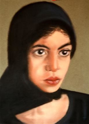 Peinture intitulée "écolière (Afghanist…" par Queau, Œuvre d'art originale
