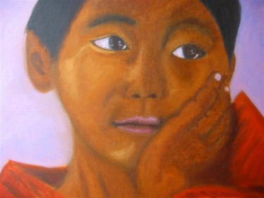 Painting titled "jeune indien" by Queau, Original Artwork