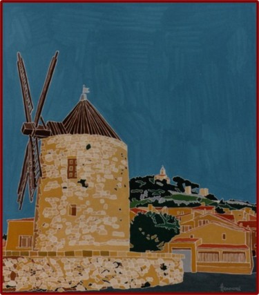 Peinture intitulée "Moulin d' Allauch" par Vincent Honnore, Œuvre d'art originale