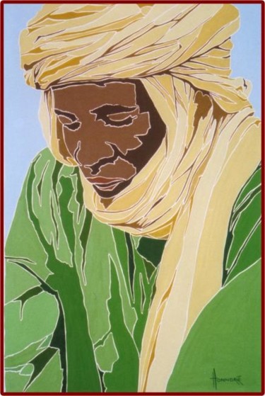 Peinture intitulée "Touareg vert" par Vincent Honnore, Œuvre d'art originale