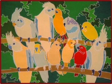 Peinture intitulée "Oiseau rouge" par Vincent Honnore, Œuvre d'art originale