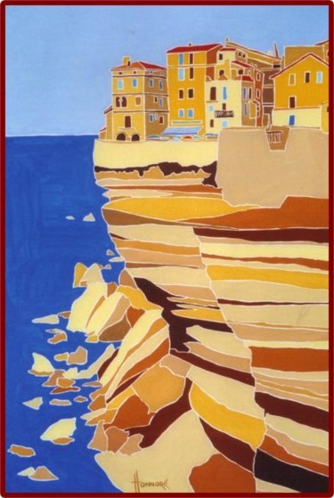 Peinture intitulée "Les falaises de Bon…" par Vincent Honnore, Œuvre d'art originale