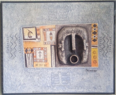 Painting titled "Présence Africaine" by Hontongnon, Original Artwork, Collages