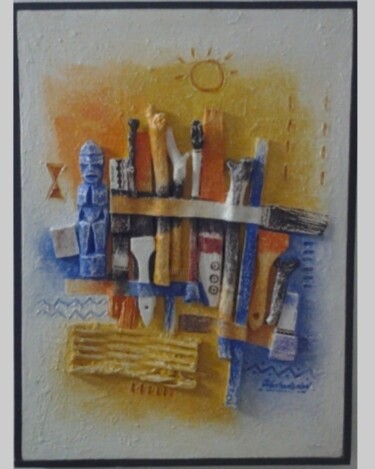 Painting titled "l'Union" by Hontongnon, Original Artwork, Collages