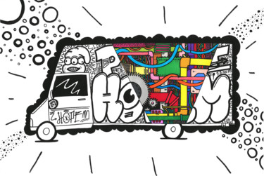Peinture intitulée "Camionnette" par Hopem Story, Œuvre d'art originale, Acrylique