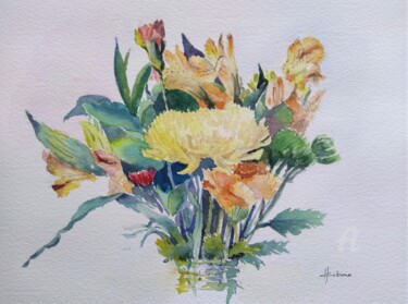Painting titled "Yellow and Orange L…" by Horacio Cobas, Original Artwork, Watercolor