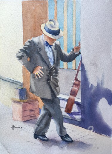 Painting titled "One to Tango" by Horacio Cobas, Original Artwork, Watercolor