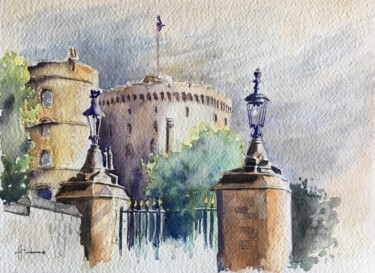 Painting titled "The Castle" by Horacio Cobas, Original Artwork, Watercolor