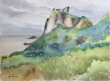 Schilderij getiteld "Rock of Gavea" door Horacio Cobas, Origineel Kunstwerk, Aquarel