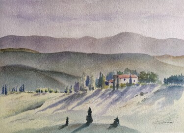 Painting titled "The Land of Chianti" by Horacio Cobas, Original Artwork, Watercolor