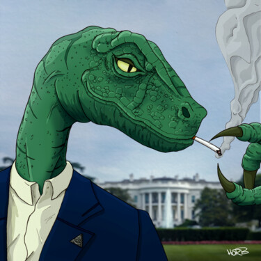 Digital Arts titled "Raptor Smokin" by Horb, Original Artwork, Digital Painting