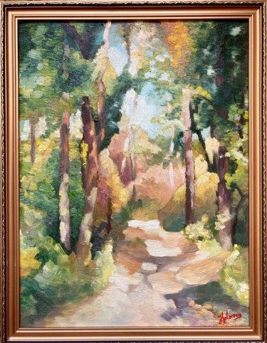 Painting titled "Early autumn in the…" by Horia Solomon, Original Artwork, Oil Mounted on Other rigid panel