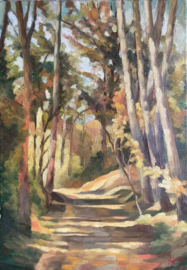 Painting titled "Late autumn" by Horia Solomon, Original Artwork, Oil