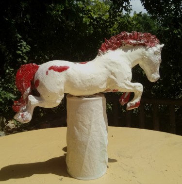 Sculpture titled "Cheval 1 sculpteur" by Hélène Jeannin, Original Artwork, Ceramics