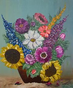 Malerei mit dem Titel "Rustikaler Blumenst…" von Horst Rehmann, Original-Kunstwerk