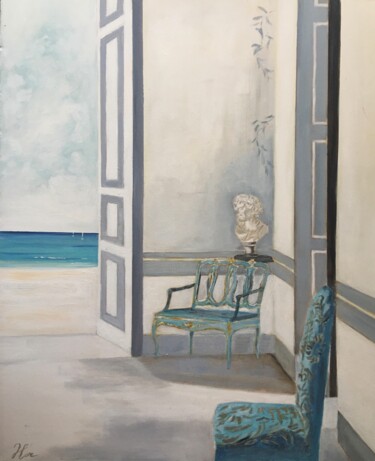 Painting titled "la banquette" by Hortense Fortin Haupais, Original Artwork, Acrylic Mounted on Wood Stretcher frame