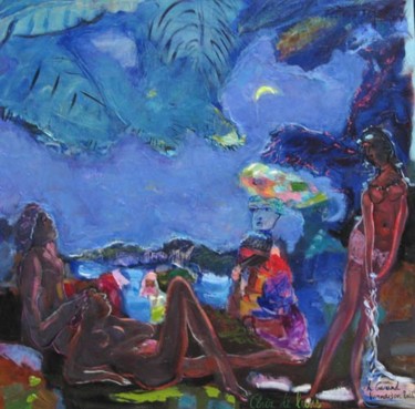 Peinture intitulée "Clair de lune" par Hortense Garand Vernaison, Œuvre d'art originale