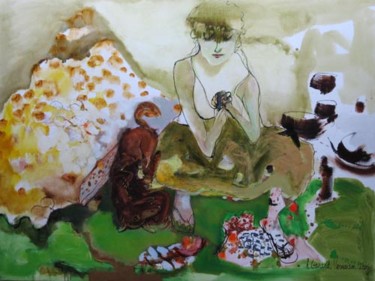 Painting titled "Noix" by Hortense Garand Vernaison, Original Artwork, Oil