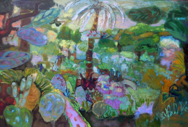 Painting titled "Jardin exotique" by Hortense Garand Vernaison, Original Artwork