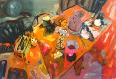 Painting titled "Café noir" by Hortense Garand Vernaison, Original Artwork