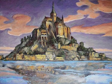 Schilderij getiteld "Le Mont-Saint-Miche…" door Horusartwork, Origineel Kunstwerk, Olie