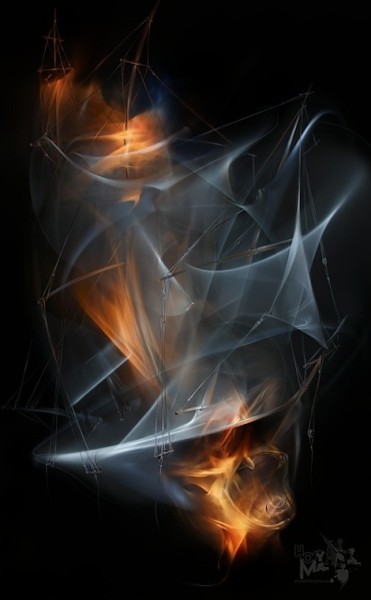 Photography titled "Flying Dutchman" by Horyma, Original Artwork, Light Painting
