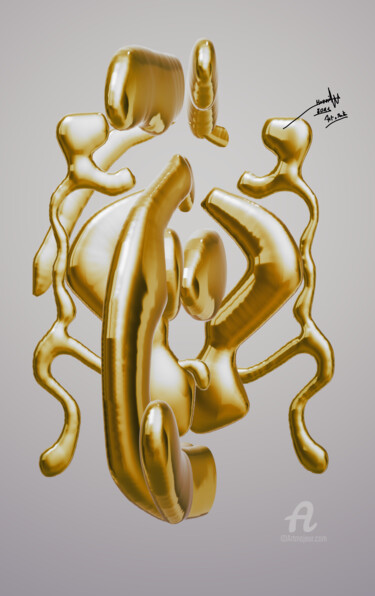 Digitale Kunst mit dem Titel "Gold Sculpture Art…" von Hosni Gharbi, Original-Kunstwerk, 3D Modellierung